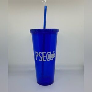 Blue PSECU Tumbler with Straw